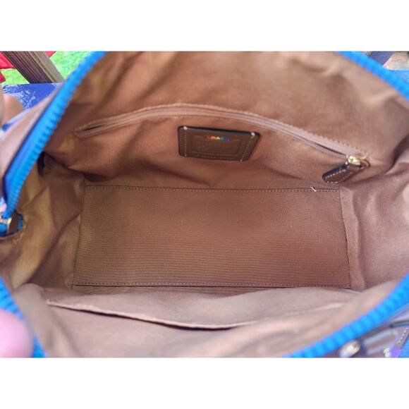 AUTHENTIC COACH ROWAN PVC LEATHER TRIM SATCHEL BAG PURSE 2488 RAINBOW/PRIDE - Picture 6 of 8